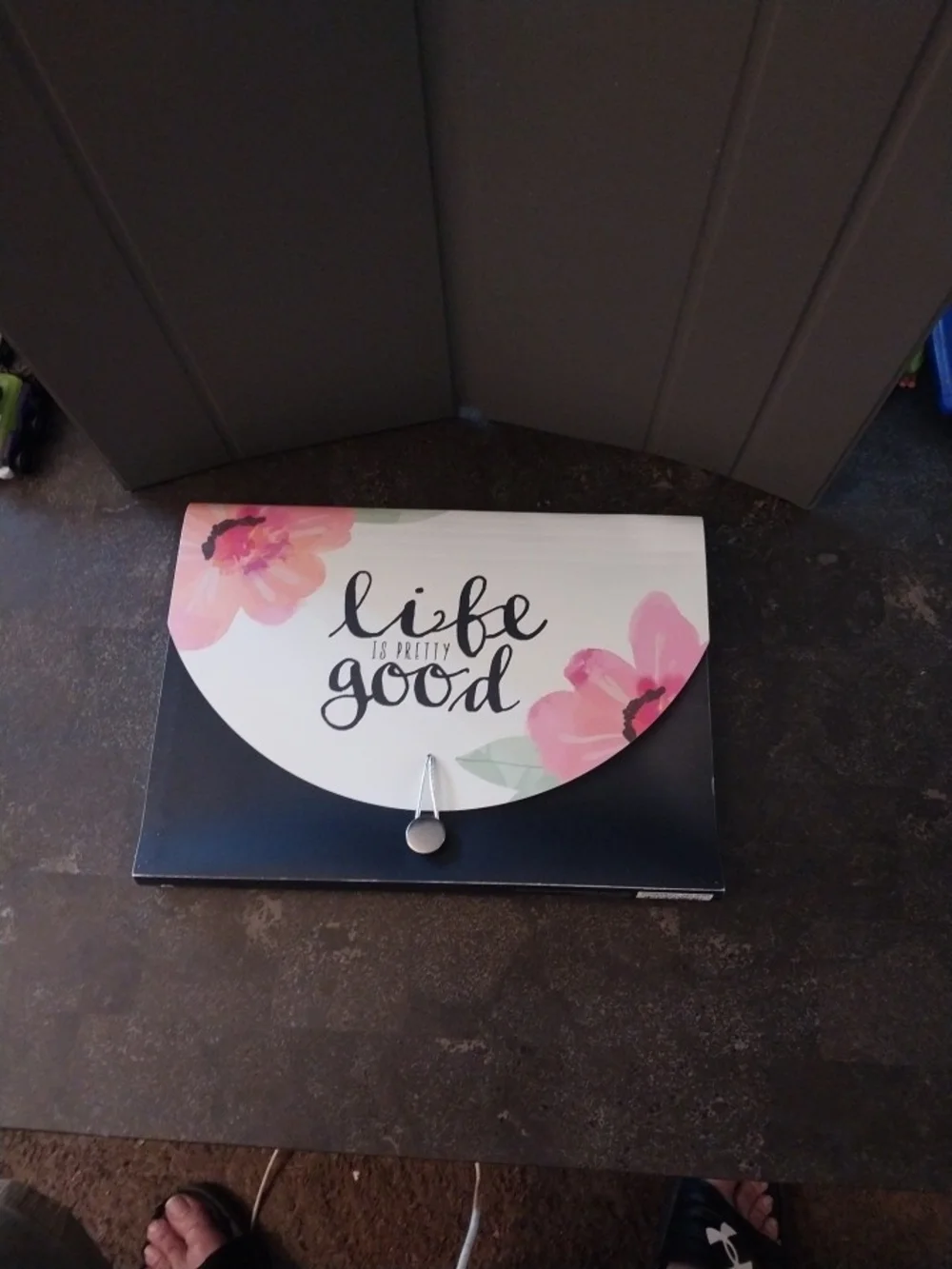 Life Is Pretty Good Floral Wall File Holder - Pink and Black